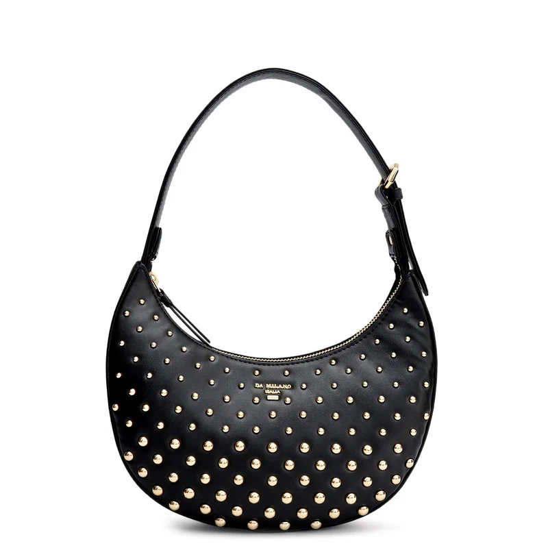 دا ميلانو حقيبة باغيت جلد سادة صغيرة سوداء